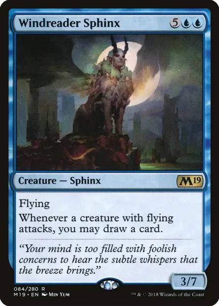 Windreader Sphinx, Magic card M19 84 — Core Set 2019 set