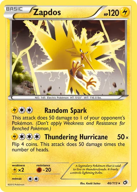 Zapdos, Pokémon card LTR 46 — Legendary Treasures set