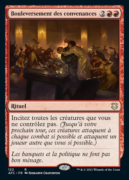 Bouleversement des convenances, carte Magic AFC 122 — extension Forgotten Realms Commander