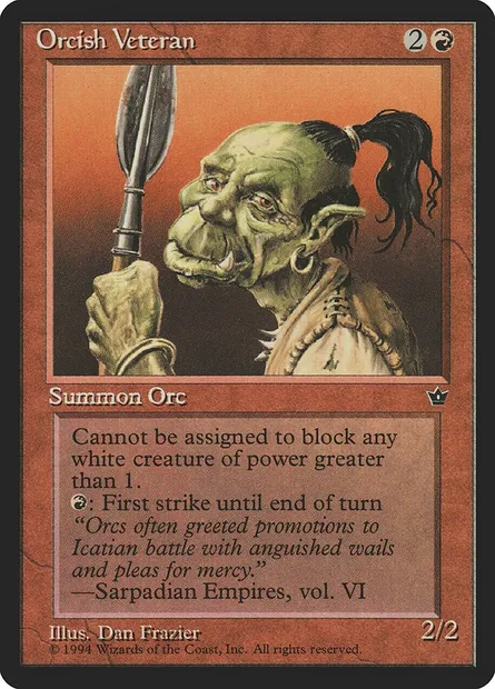 Orcish Veteran, Magic card FEM 62b — Fallen Empires set