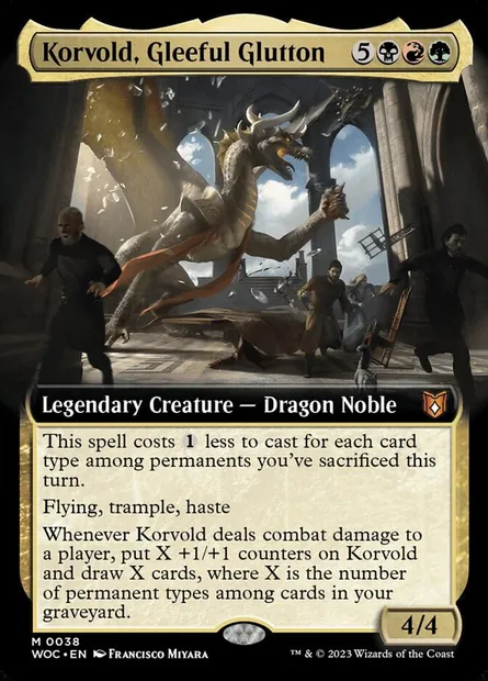 Korvold, Gleeful Glutton, Magic card WOC 38 — Wilds of Eldraine Commander set