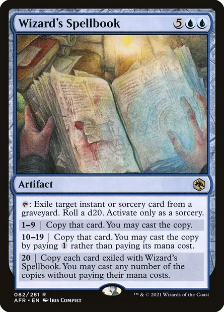 Wizard's Spellbook, Magic card AFR 82 — Adventures in the Forgotten Realms set