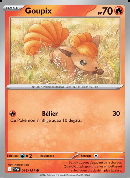 Goupix, carte Pokémon SSP 016 — extension Étincelles Déferlantes