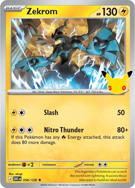 Zekrom, Pokémon card 30C 056 — 30th Celebration set