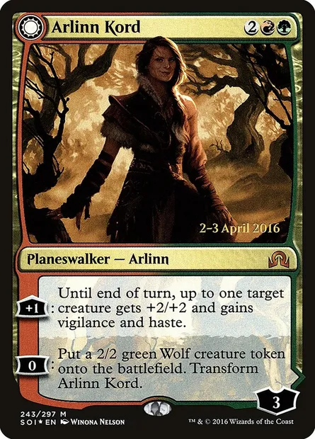 Arlinn Kord // Arlinn, Embraced by the Moon, Magic card PSOI 243s — Shadows over Innistrad Promos set