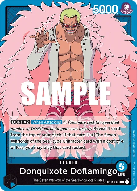 Donquixote Doflamingo, One Piece card OP01-060 — ROMANCE DAWN set