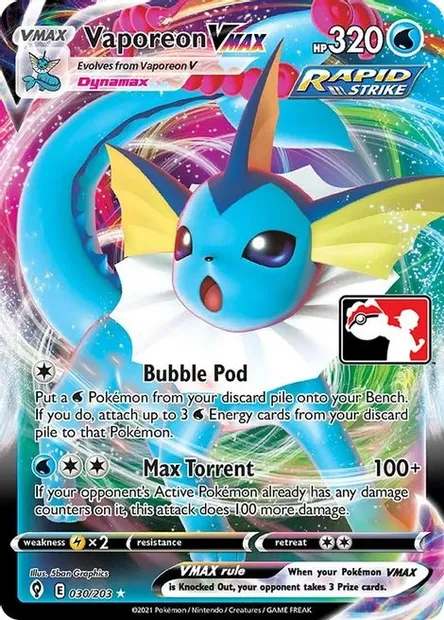 Vaporeon VMAX, Pokémon card PPS 030 — Play! Pokémon Prize Pack Series set