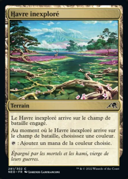 Havre inexploré, carte Magic NEO 281 — extension Kamigawa: La Dynastie Néon