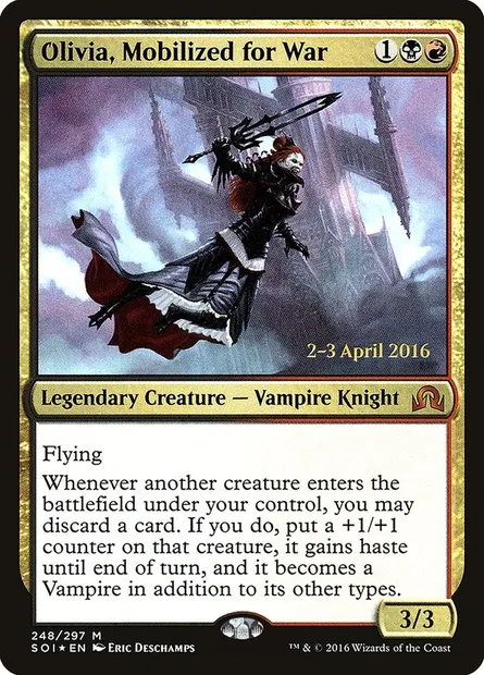 Olivia, Mobilized for War, Magic card PSOI 248s — Shadows over Innistrad Promos set