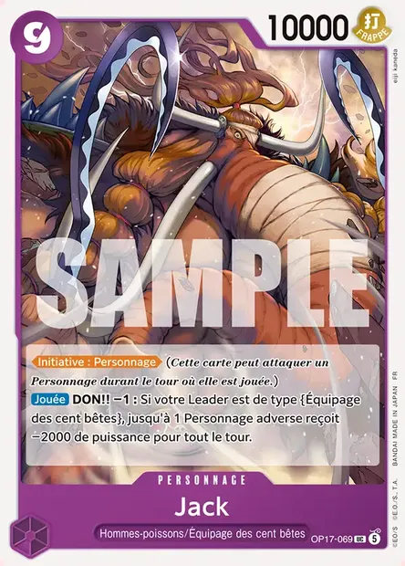 Jack, carte One Piece OP17-069 — extension LES GUERRIERS LES PLUS PUISSANTS AU MONDE