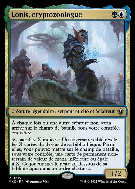 Lonis, cryptozoologue, carte Magic MKC 215 — extension Murders at Karlov Manor Commander