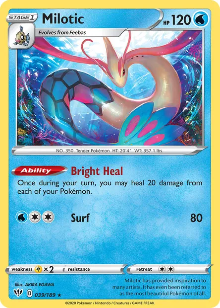 Milotic, Pokémon card DAA 39 — Darkness Ablaze set
