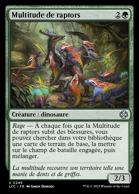 Multitude de raptors, carte Magic LCC 249 — extension The Lost Caverns of Ixalan Commander