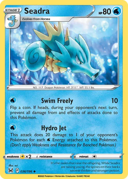 Seadra, Pokémon card LOR 036 — Lost Origin set