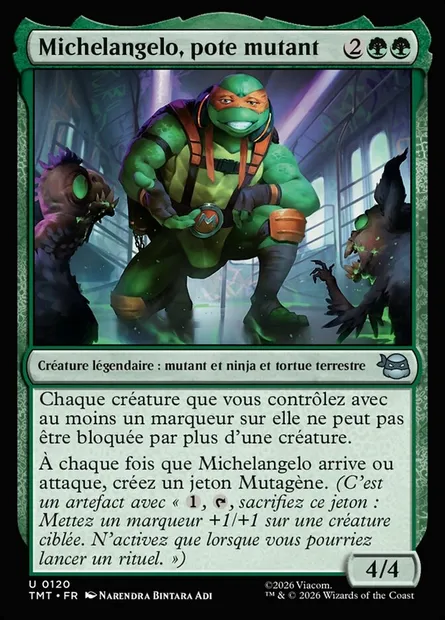 Michelangelo, pote mutant, carte Magic TMT 120 — extension Teenage Mutant Ninja Turtles