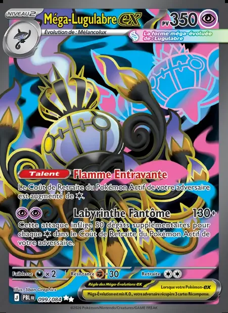 Méga-Lugulabre-ex, carte Pokémon PBL 099 — extension Nuit Noire
