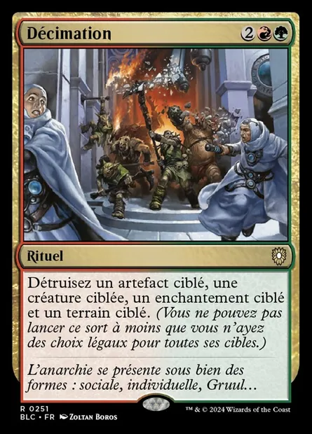 Décimation, carte Magic BLC 251 — extension Bloomburrow Commander