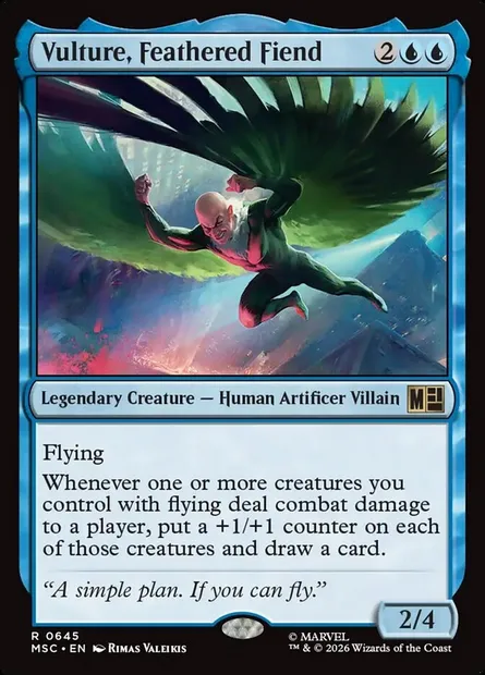 Vulture, Feathered Fiend, Magic card MSC 645 — Marvel Super Heroes Commander set