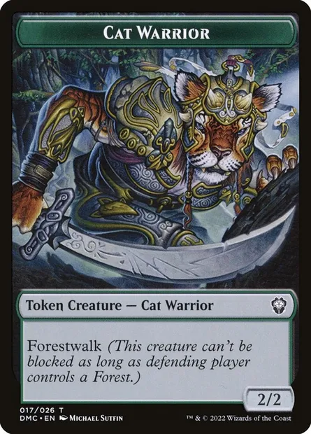 Cat Warrior, carte Magic TDMU 17 — extension Dominaria United Tokens