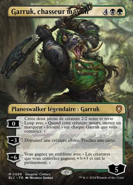 Garruk, chasseur maudit, carte Magic BLC 99 — extension Bloomburrow Commander