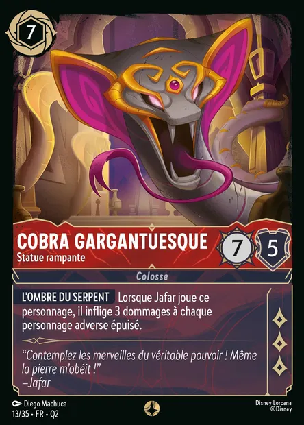 Cobra gargantuesque - Statue rampante, carte Disney Lorcana Q2-013 — extension Quête des Illumineurs: Vol au palais
