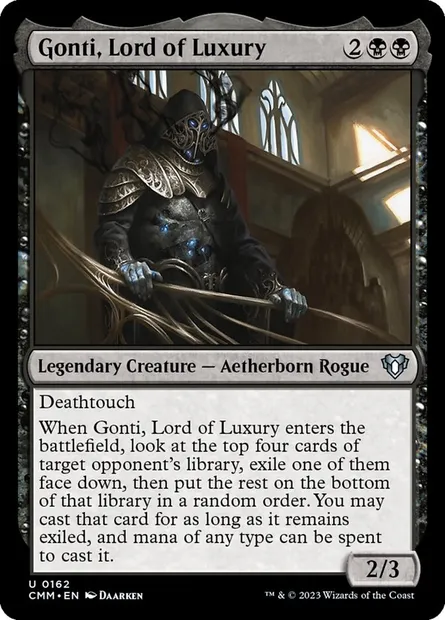 Gonti, Lord of Luxury, Magic card CMM 162 — Commander Masters set