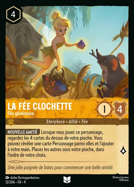 La Fée Clochette - Fée généreuse, carte Disney Lorcana CH9-012 — extension Fabuleux
