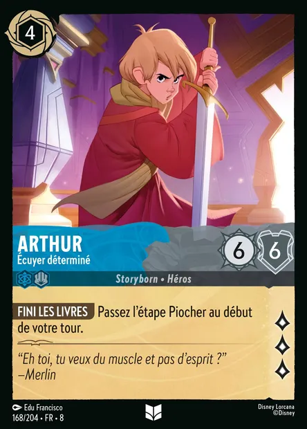 Arthur - Écuyer déterminé, carte Disney Lorcana CH8-168 — extension Le Règne de Jafar