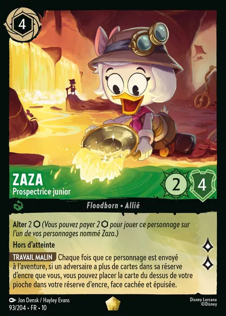 Zaza - Prospectrice junior, carte Disney Lorcana CH10-093 — extension Lueurs dans les Profondeurs