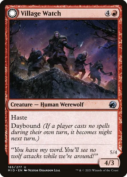 Village Watch // Village Reavers, Magic card MID 165 — Innistrad: Midnight Hunt set