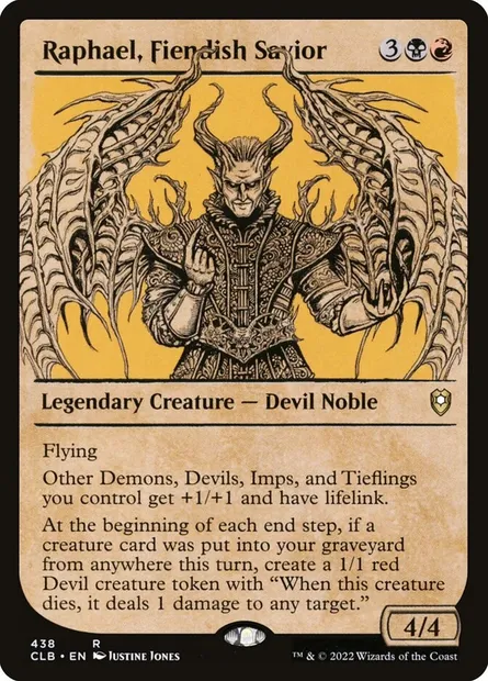Raphael, Fiendish Savior, Magic card CLB 438 — Commander Legends: Battle for Baldur's Gate set