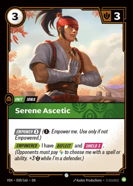 Serene Ascetic, Riftbound card VEN 030 — Vendetta set