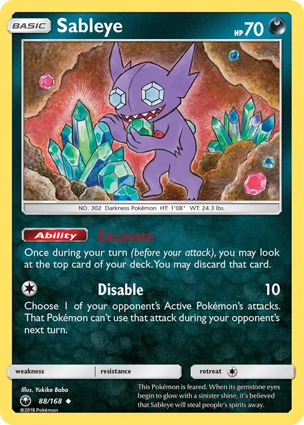 Sableye, Pokémon card CES 88 — Celestial Storm set