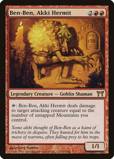 Ben-Ben, ermite akki, carte Magic CHK 157 — extension Guerriers de Kamigawa