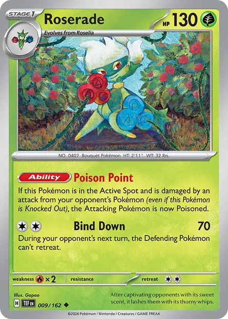 Roserade, Pokémon card TEF 009 — Temporal Forces set