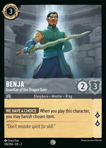 Benja - Guardian of the Dragon Gem, Disney Lorcana card CH2-174 — Rise of the Floodborn set