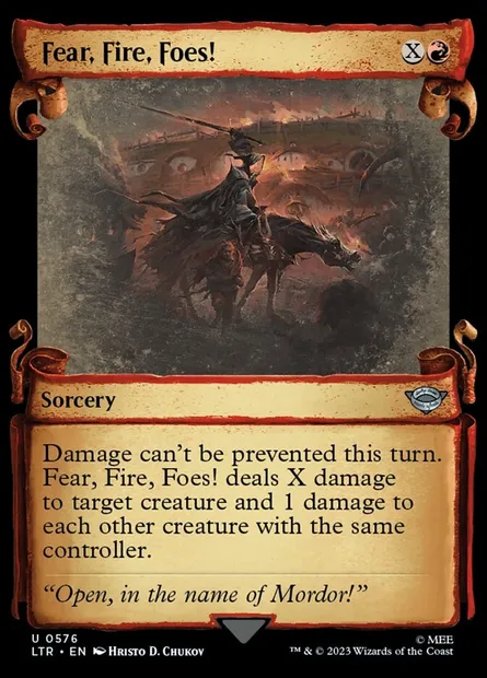 Fear, Fire, Foes!, Magic card LTR 576 — The Lord of the Rings: Tales of Middle-earth set