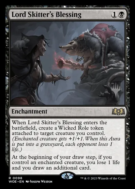 Lord Skitter's Blessing, Magic card PWOE 98p — Wilds of Eldraine Promos set