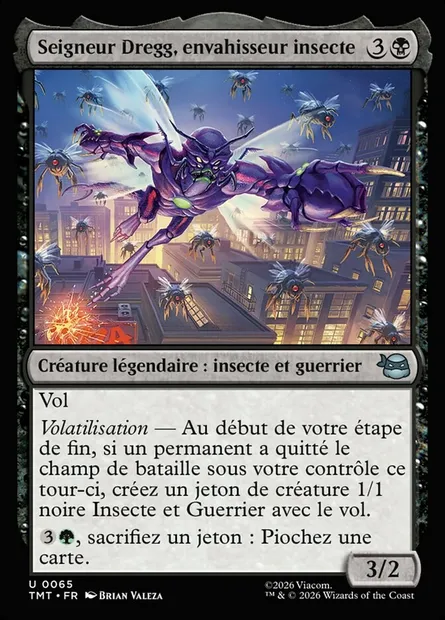 Seigneur Dregg, envahisseur insecte, carte Magic TMT 65 — extension Teenage Mutant Ninja Turtles