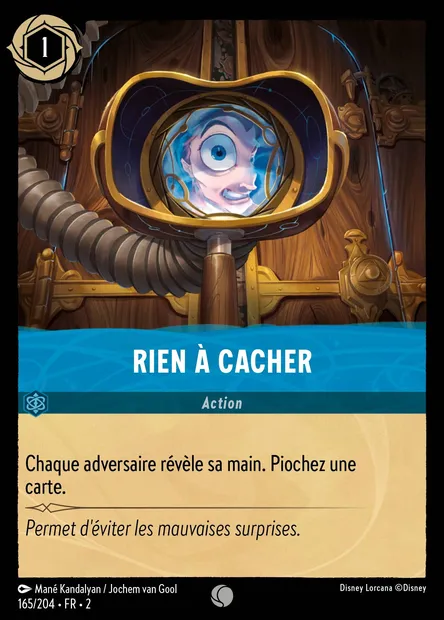 Rien à cacher, carte Disney Lorcana CH2-165 — extension L'Ascension des Floodborn