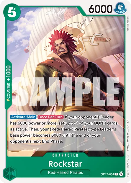 Rockstar, One Piece card OP17-034 — THE WORLD’S STRONGEST WARRIORS set