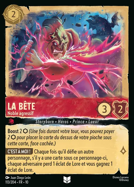 La Bête - Noble agressif, carte Disney Lorcana CH10-113 — extension Lueurs dans les Profondeurs