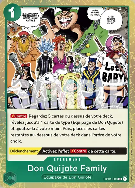 Don Quijote Family, carte One Piece OP04-036 — extension KINGDOMS OF INTRIGUE