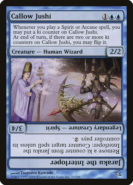 Callow Jushi // Jaraku the Interloper, carte Magic BOK 31 — extension Traîtres de Kamigawa