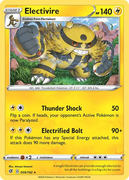 Electivire, Pokémon card RCL 59 — Rebel Clash set