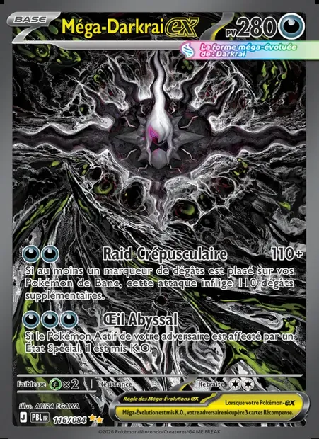 Méga-Darkrai-ex, carte Pokémon PBL 116 — extension Nuit Noire