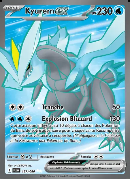 Kyurem-ex, carte Pokémon BLK 157 — extension Foudre Noire