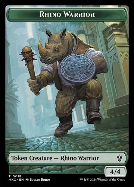 Rhino Warrior, carte Magic TMKC 18 — extension Murders at Karlov Manor Commander Tokens