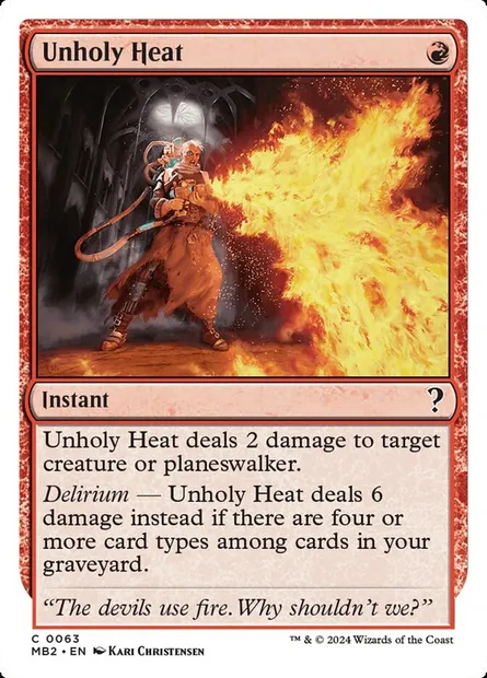 Unholy Heat, Magic card MB2 63 — Mystery Booster 2 set