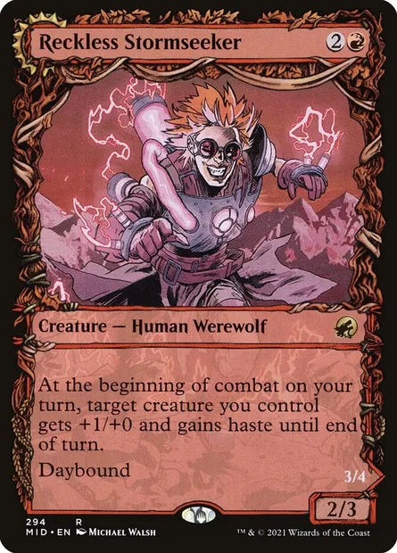 Reckless Stormseeker // Storm-Charged Slasher, Magic card MID 294 — Innistrad: Midnight Hunt set